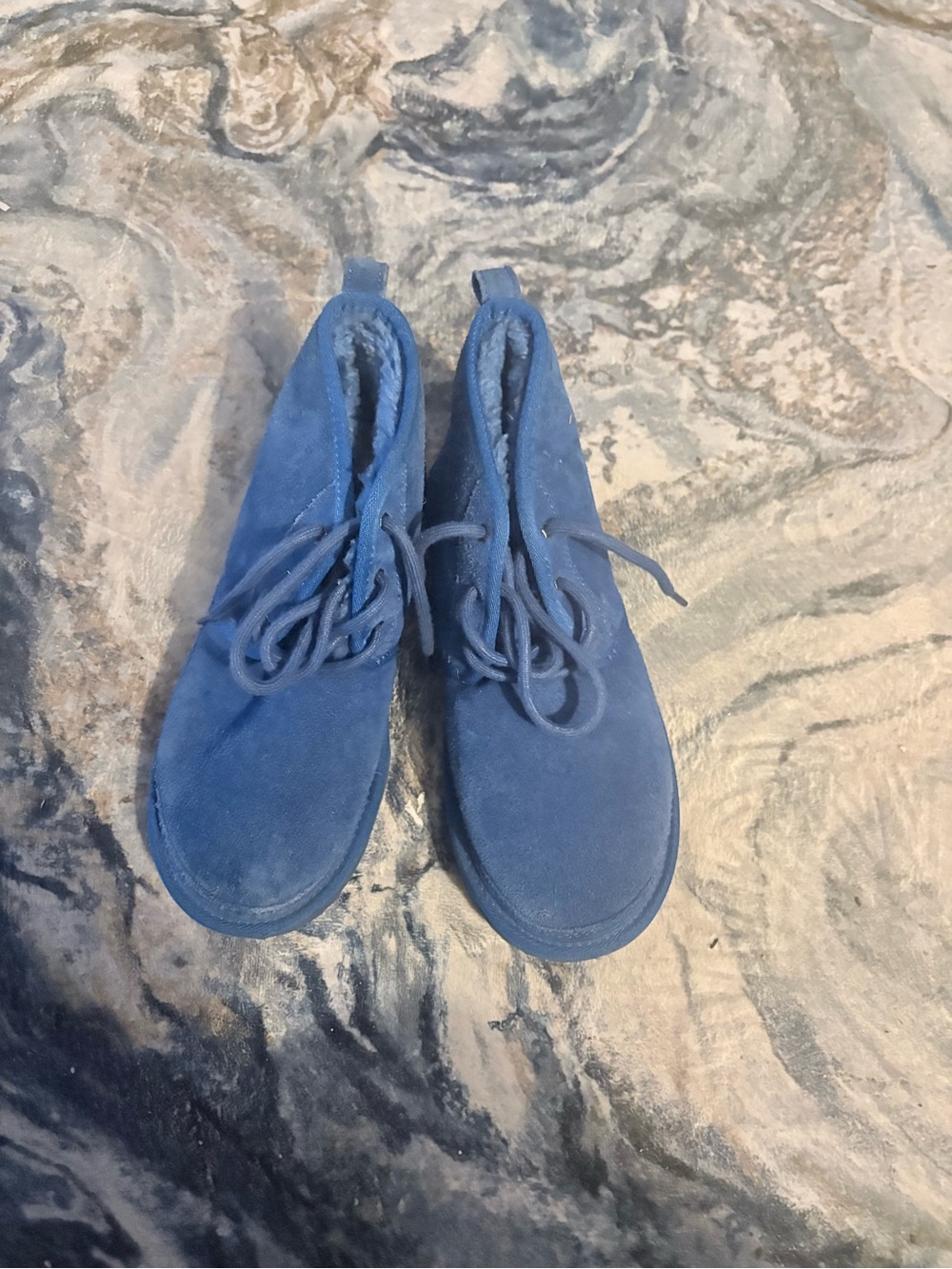 UGG Blue Suede Kids Lace-Up Ankle Boots